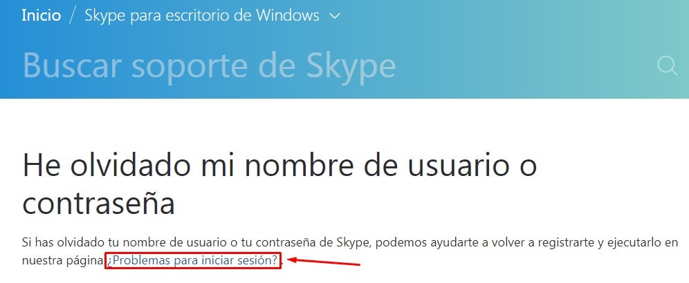 ayuda para iniciar sesión en Skype 