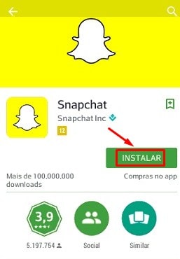 instala la aplicación en tu móvil para iniciar sesión en Snapchat